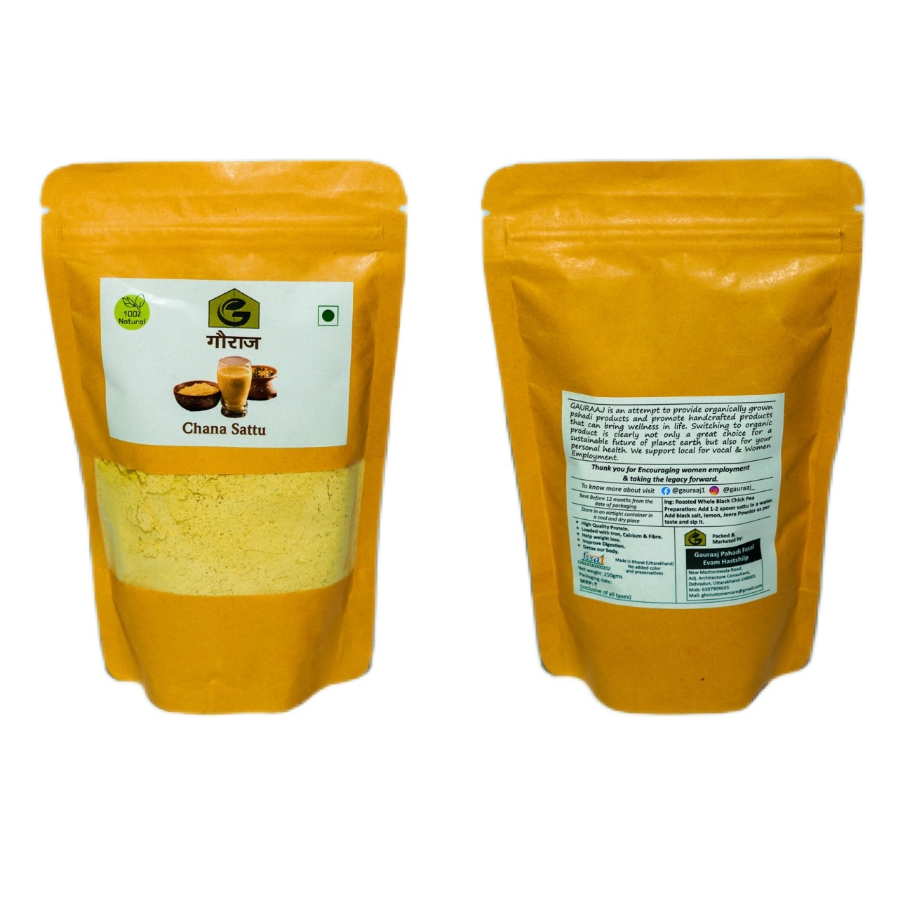 Gauraj Chana Sattu 100% Organic Channa Sattu,