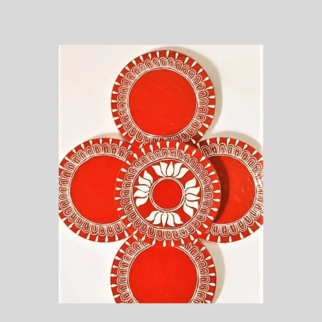 Aipan MDF Tea Coaster |Hand Painted Coasters Set |
