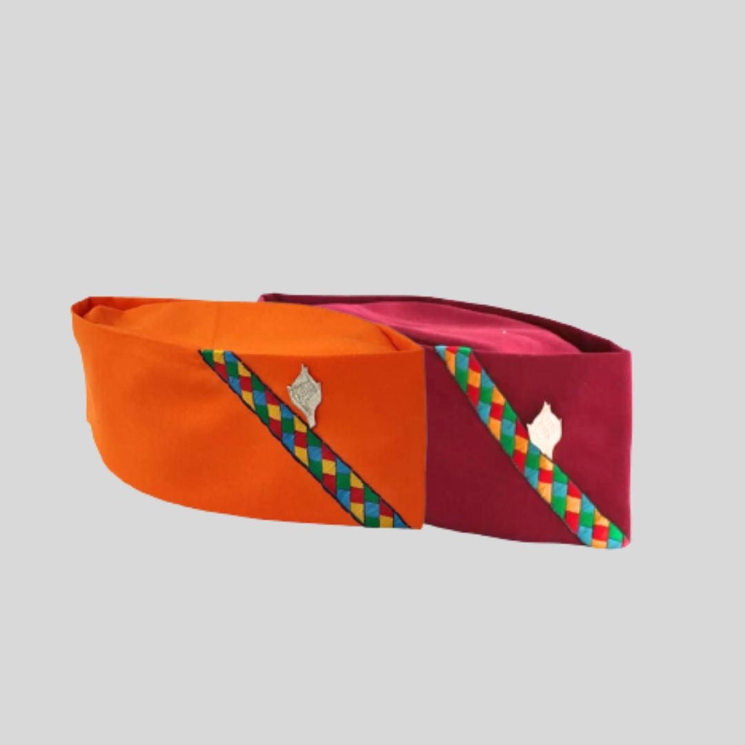 Uttarakhand Pahadi Cap Maroon/Saffron Combo