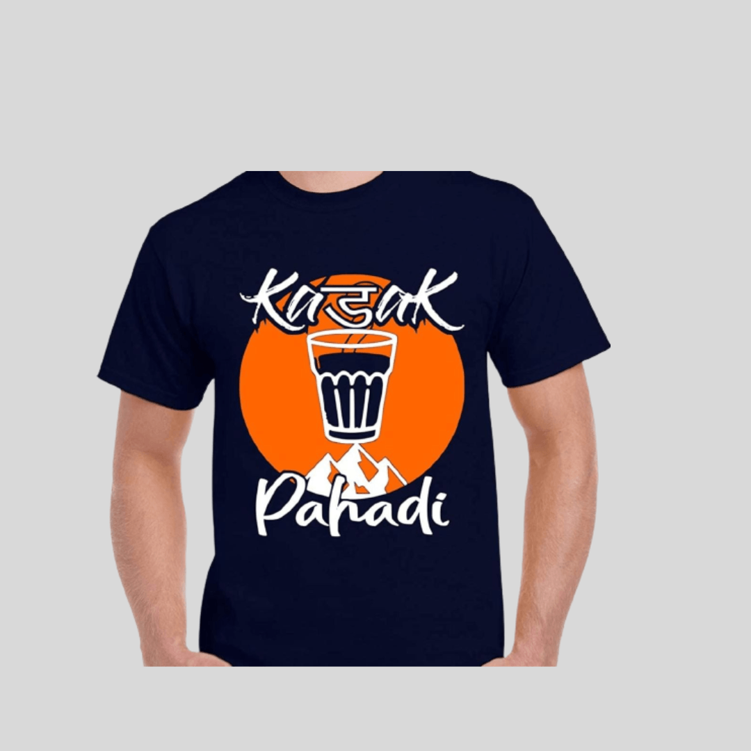 Printed T-shirt | Casual Half Sleeve Round Neck Printed Graphics Kadak Pahadi|