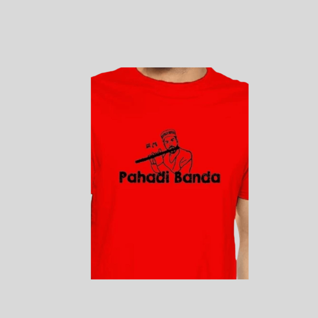 Pahadi T-Shirt for Men and Women| Casual Half Sleeve Round Neck T-Shirt |Printed Graphics Pahadi Banda|