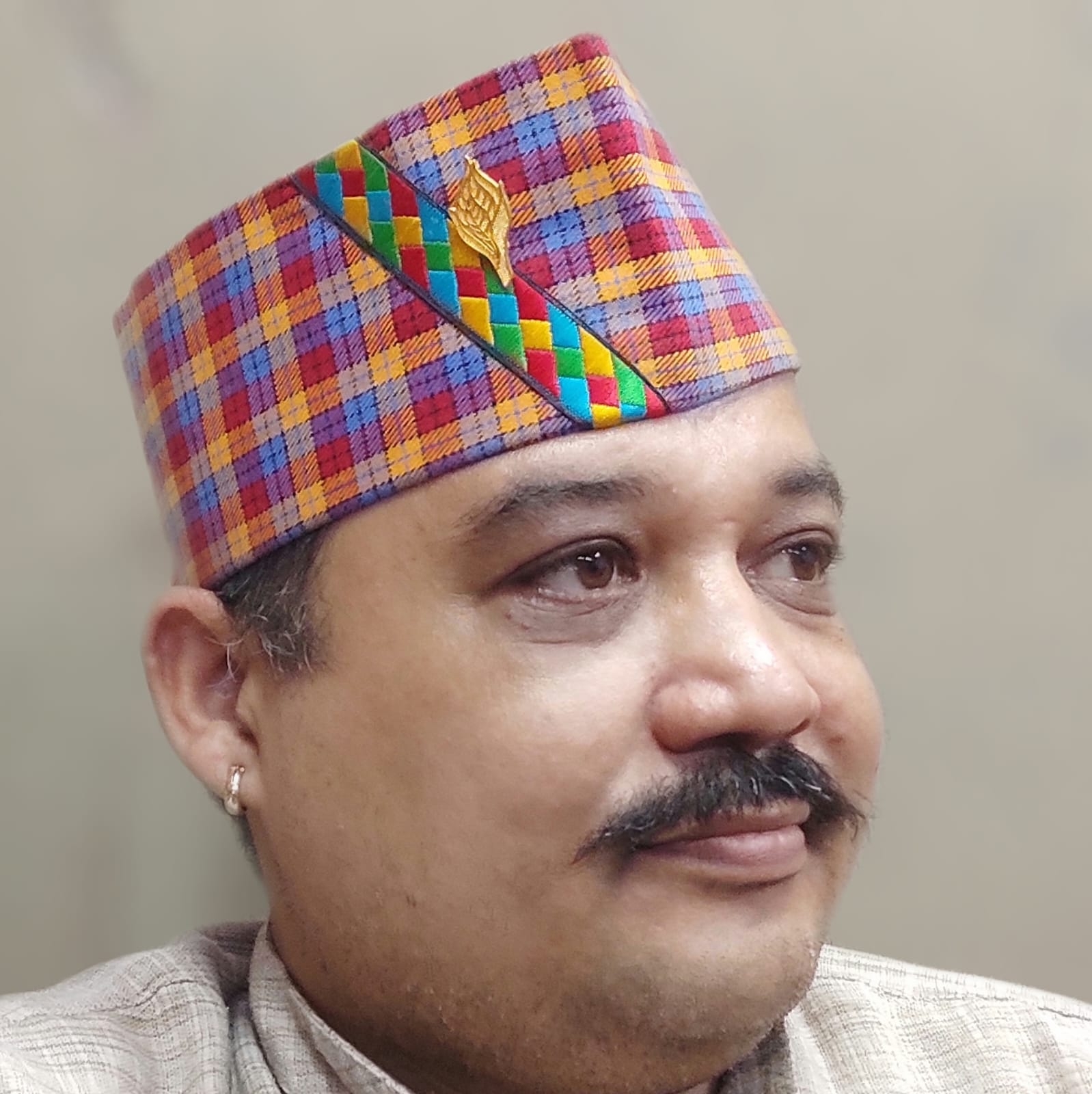 Uttraksh Traditional Cap Of Uttarakhand Febric Twill ( Multicolour Check ) 