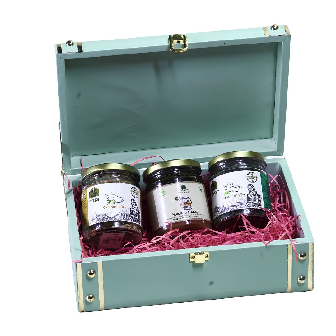 Gauraj MDF Gift Box With Three Glass Jar