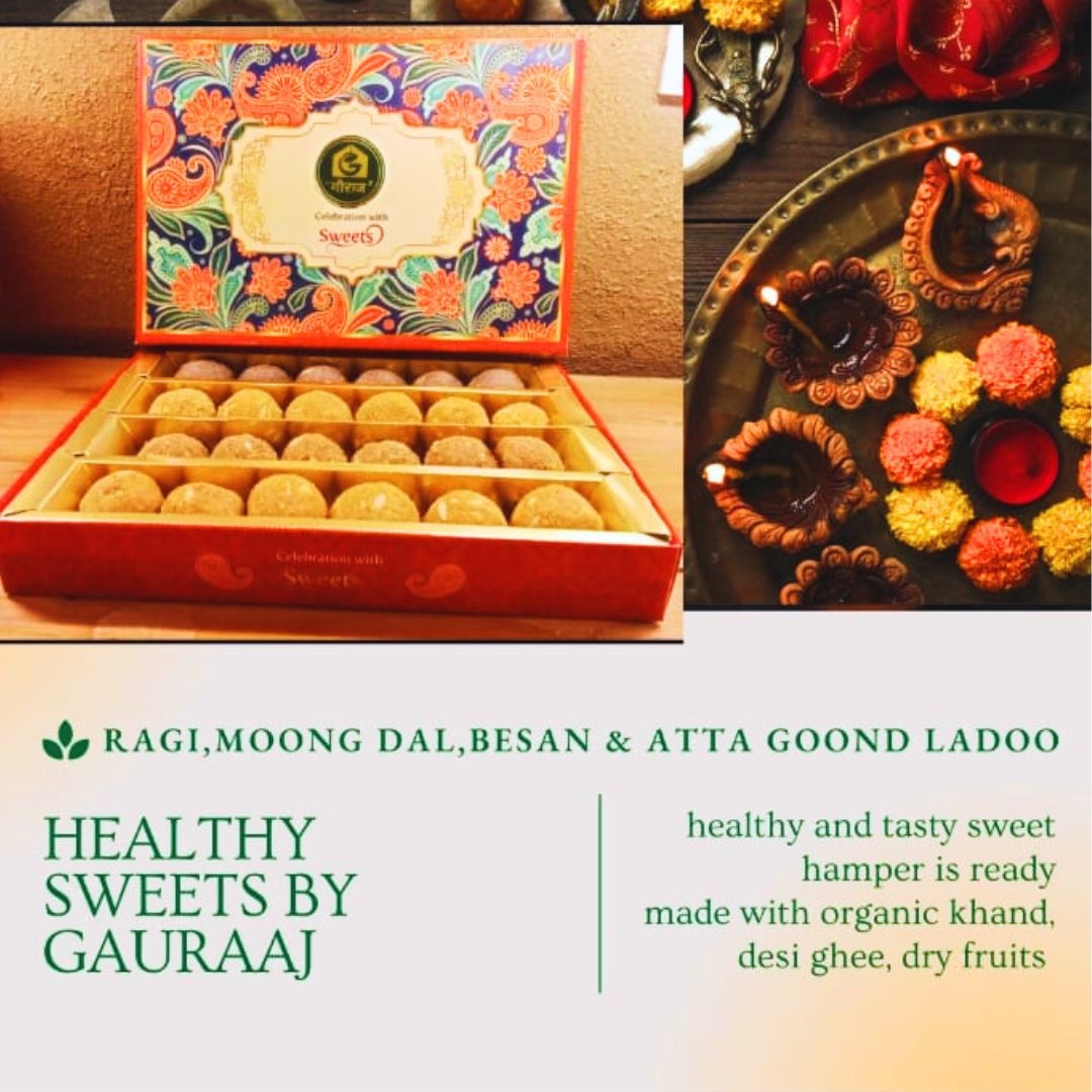 Gauraj Ragi, Moong Dal, Besan & Aata Goond Laddo