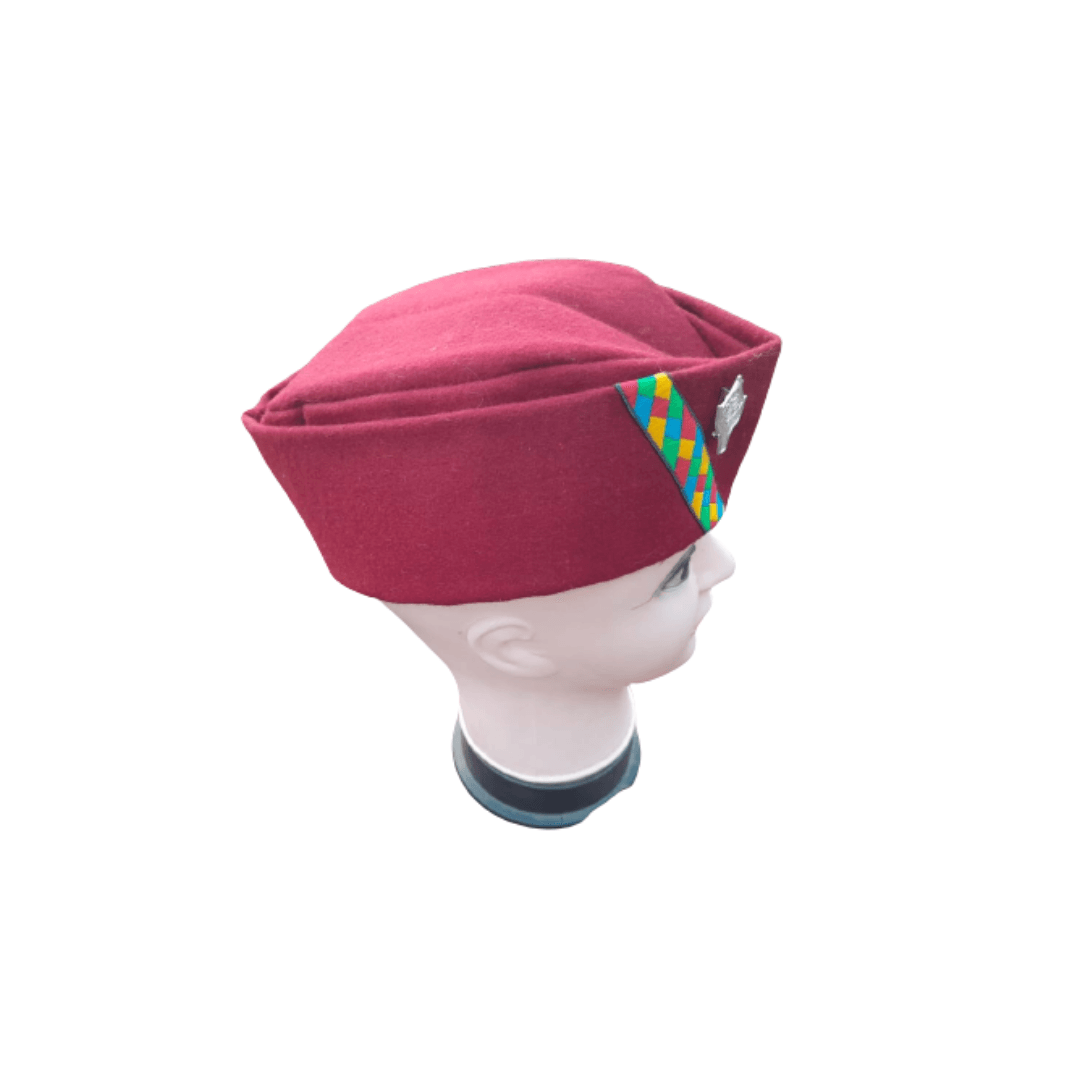 Woolen Maroon Pahadi Topi/Traditional Brhamkamal Cap of Uttarakhand
