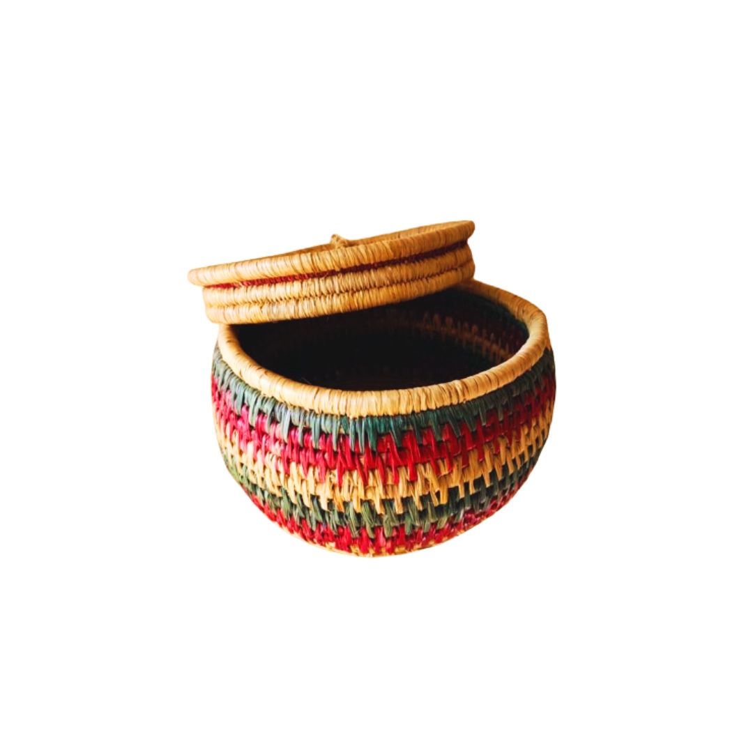 Handmade Natural Fiber Multipurpose Basket | Natural Fiber Chapati Basket with Lid |