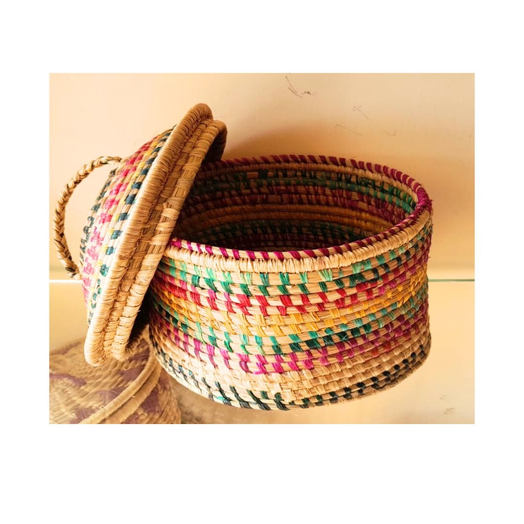 Baaduli -Handmade Natural Fiber Chapati Basket with Lid 