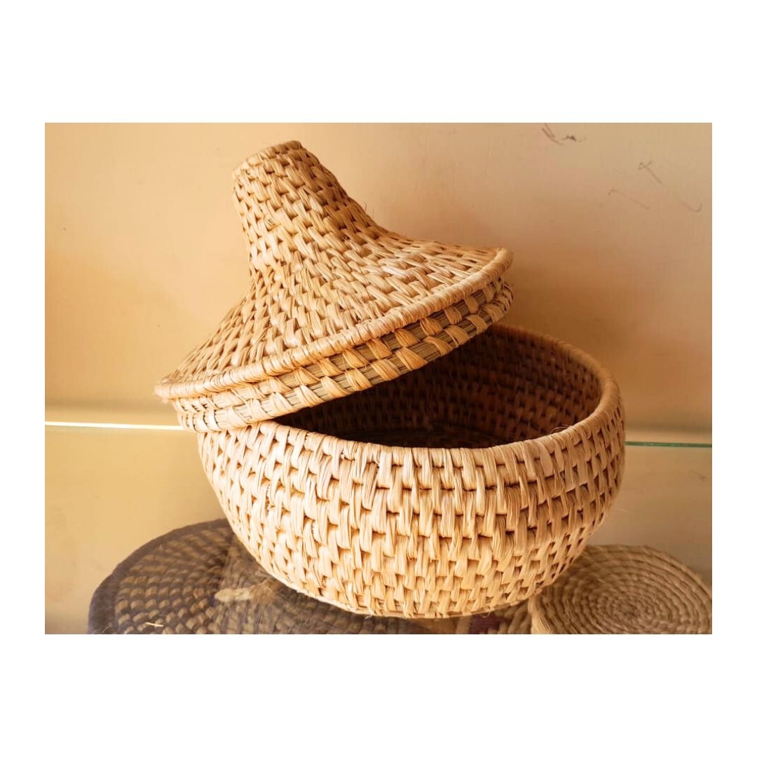 Baaduli Handcrafted Natural Fiber Chapati Basket with Lid