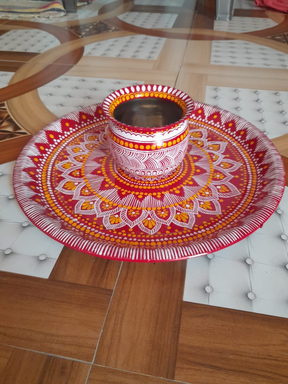 Aipan Pooja Thal & Kalsh Combo | Handmade Art Of Uttrakhand 