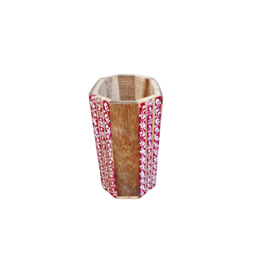 Wooden handpainted pen stand 