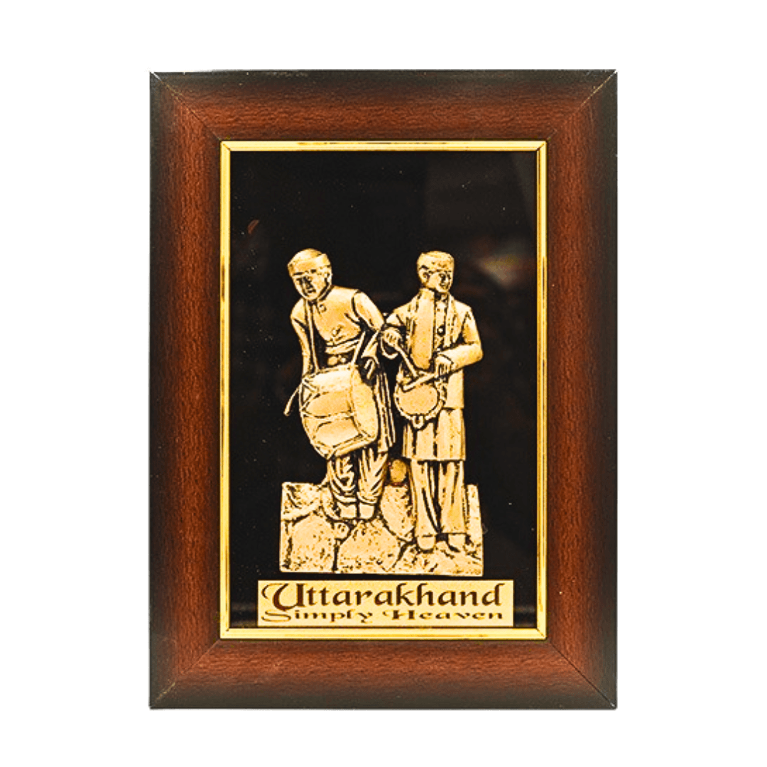 Uttarakhand traditional Wall Painting Frame Men with Dhool Damo 