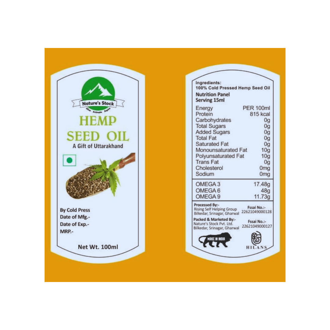 Nature Stock" Handmade Hemp seeds Oil
