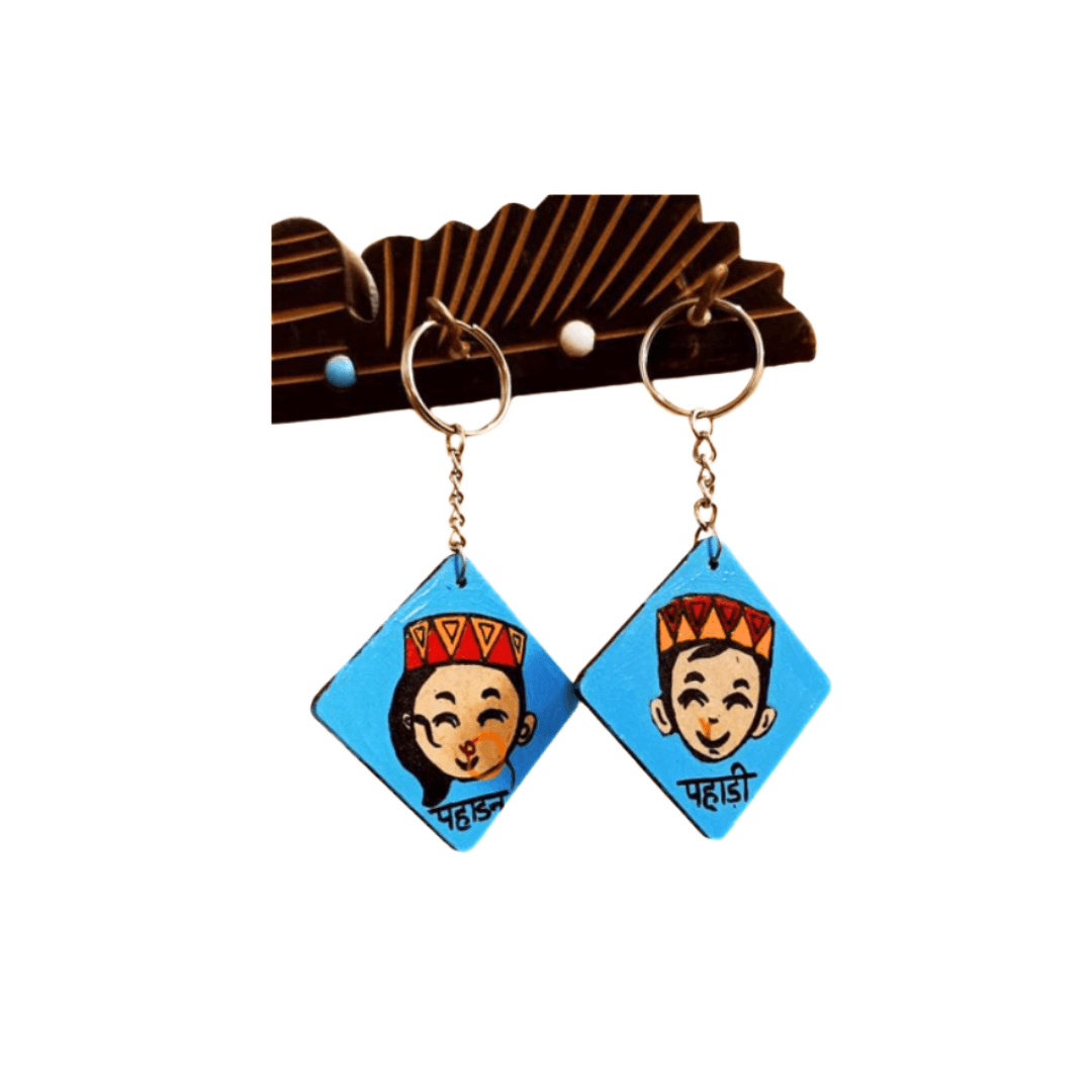 Pahadi/Pahadan MDF keychain KeyRing | Uttarakhand Aipan Key Ring|