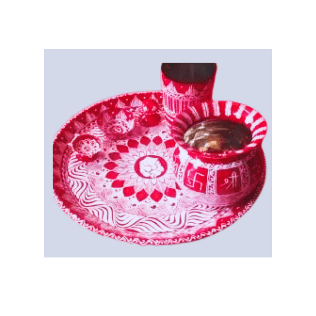 Aipan Pooja thal Set |Stainless Steel Thali Set