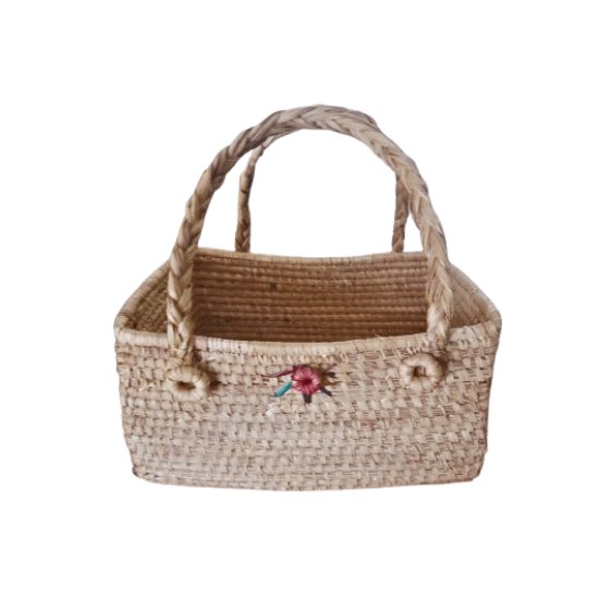 Baaduli- Munj/Kansgrass Medium Rectangular Multipurpose Natural Storage Utility & Hamper Basket with Handle