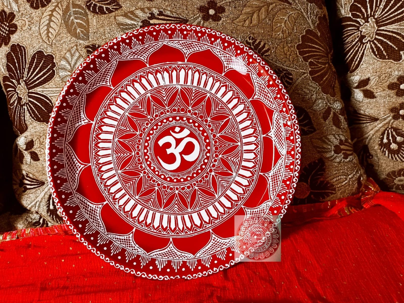 Hand Painted Decorative Pooja Thali  12x12 Inch