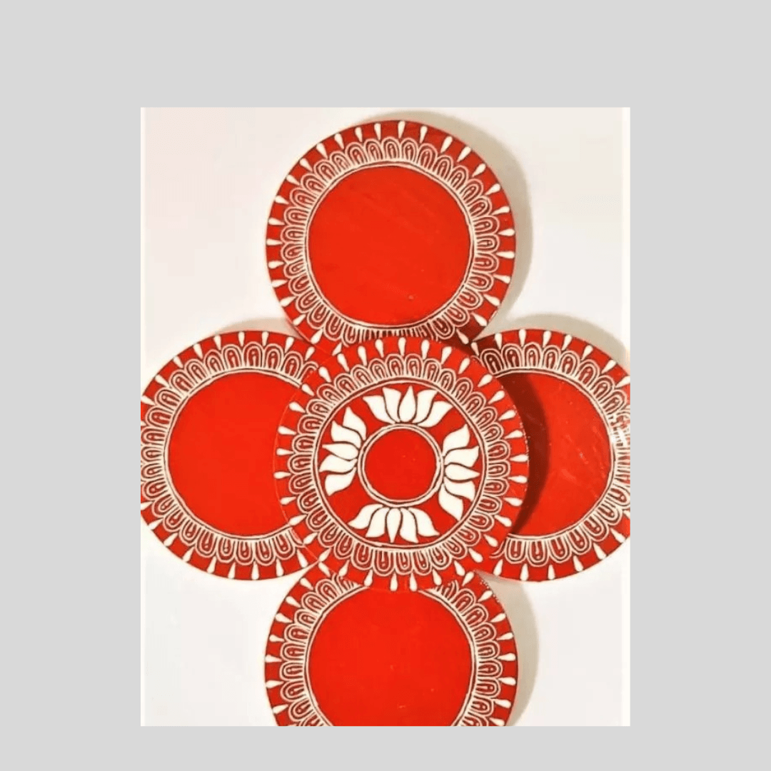 Aipan MDF Tea Coaster |Hand Painted Coasters Set |
