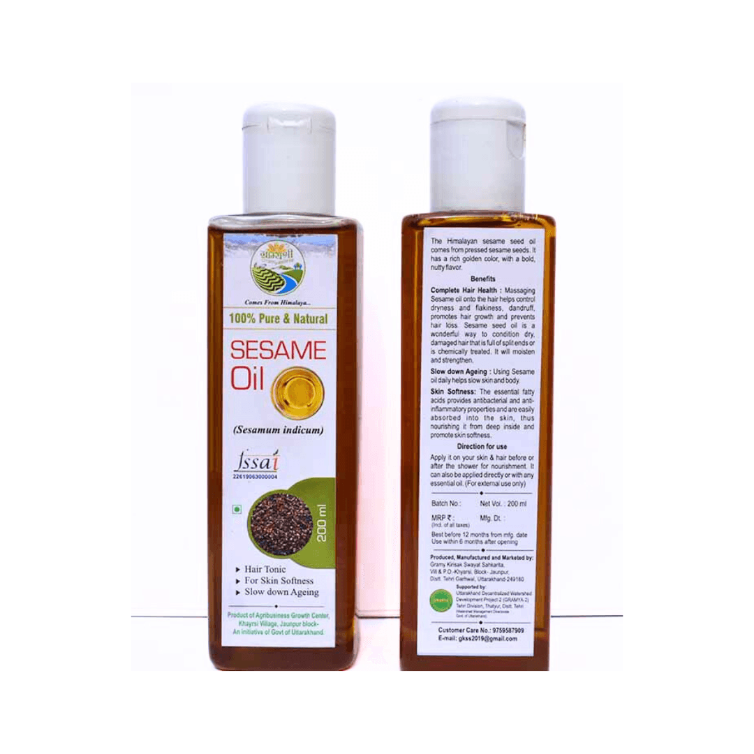 Natural Sesame Cold Pressed Oil  Body, Skin Care, Hair Oil, 200 ml