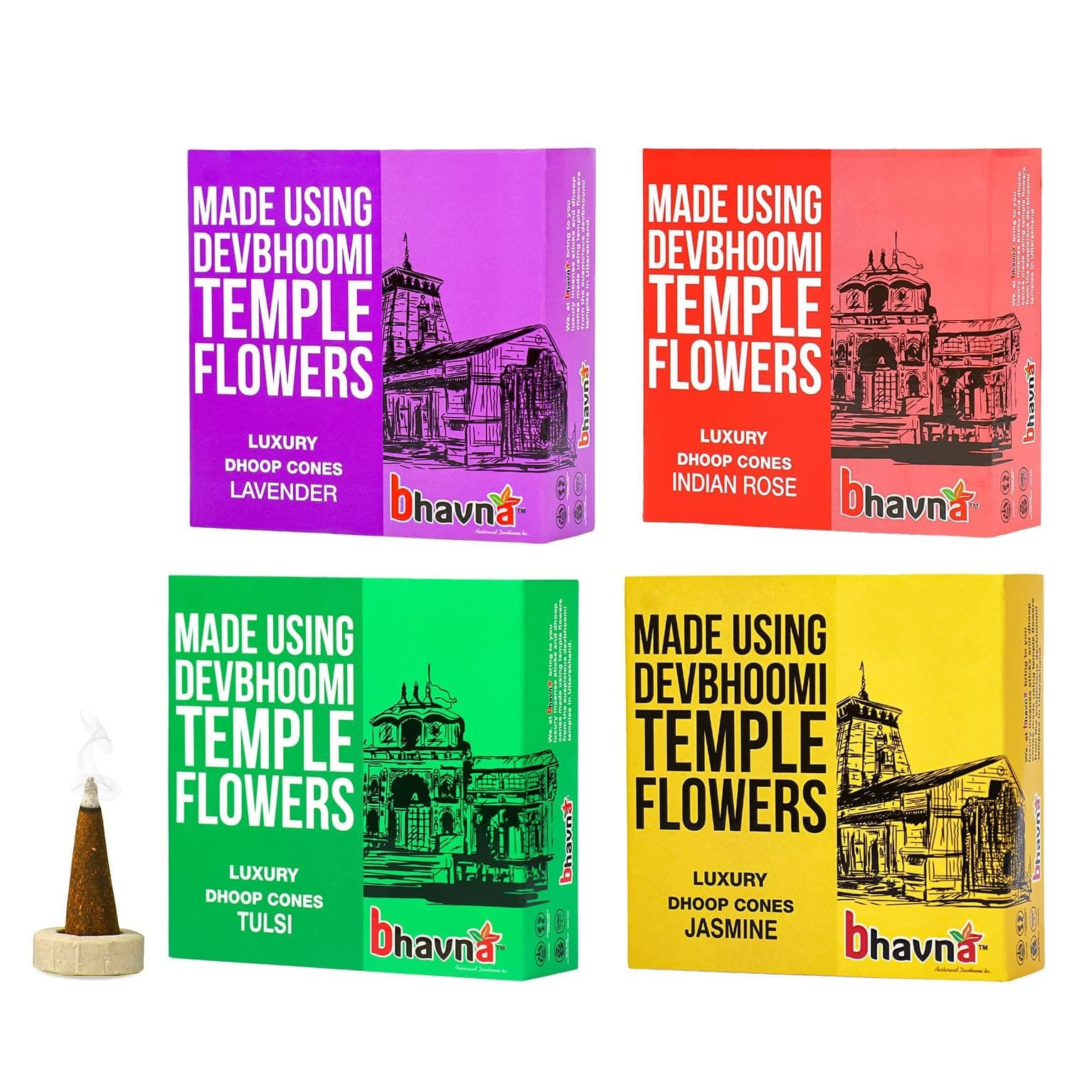 Bhavna Luxury Incense - Natural Incense Cones -Pack of 4
