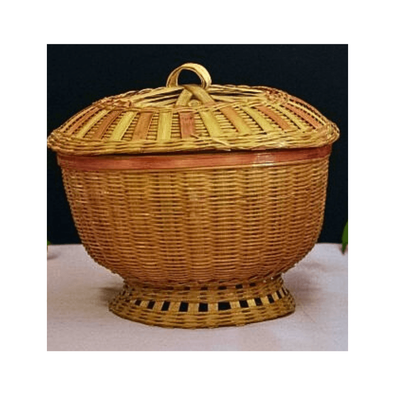 Natural fibre Ringal Bread basket with lid